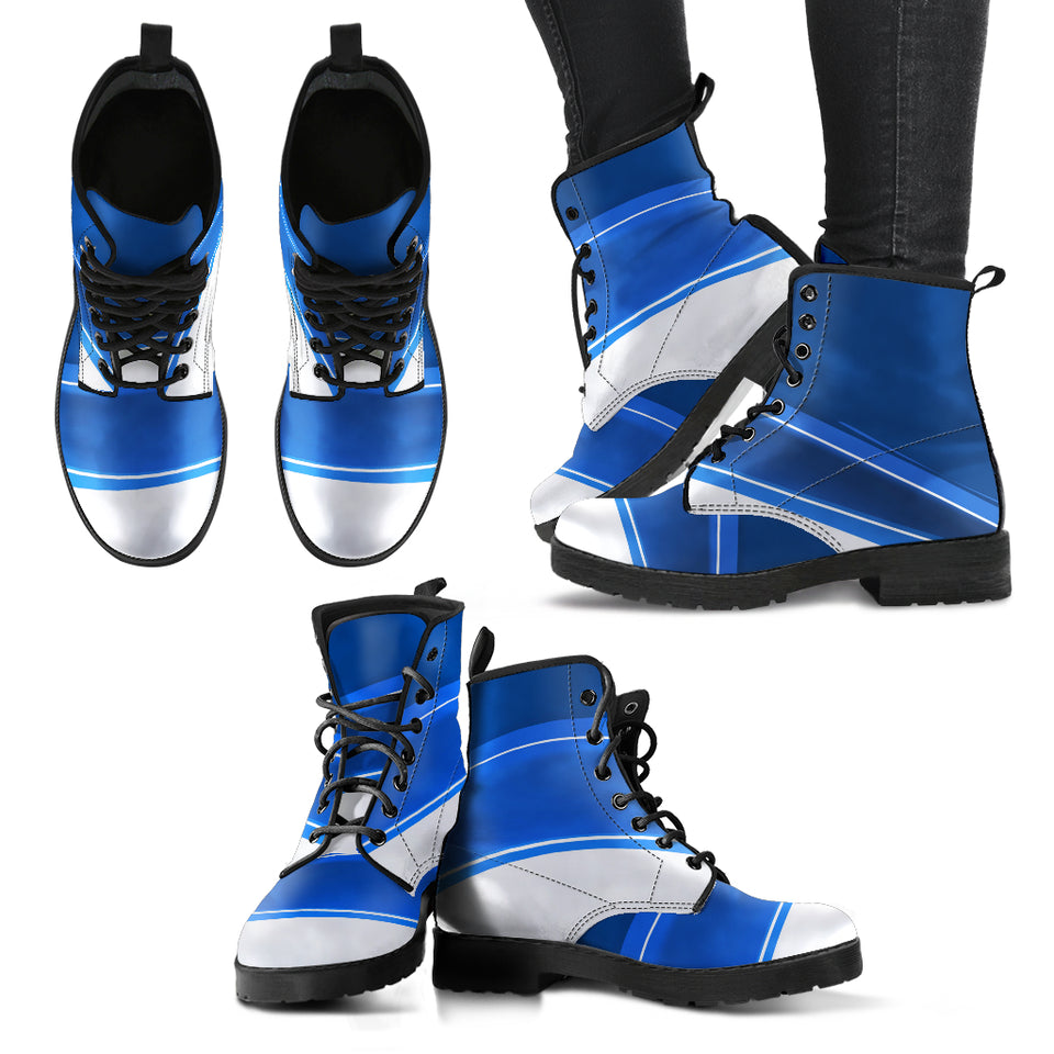 Blue Wavy White Boots