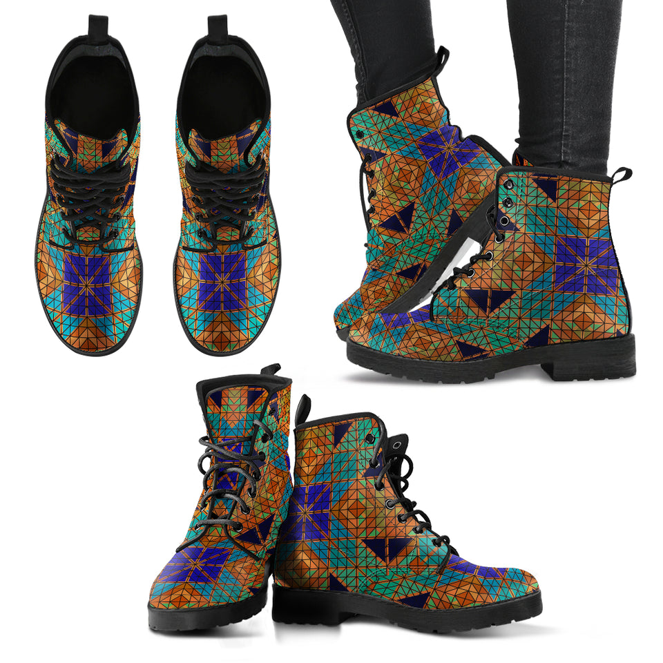 Mosaic Pattern 2 Leather Boots