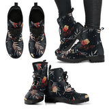 Black Floral Background Boots