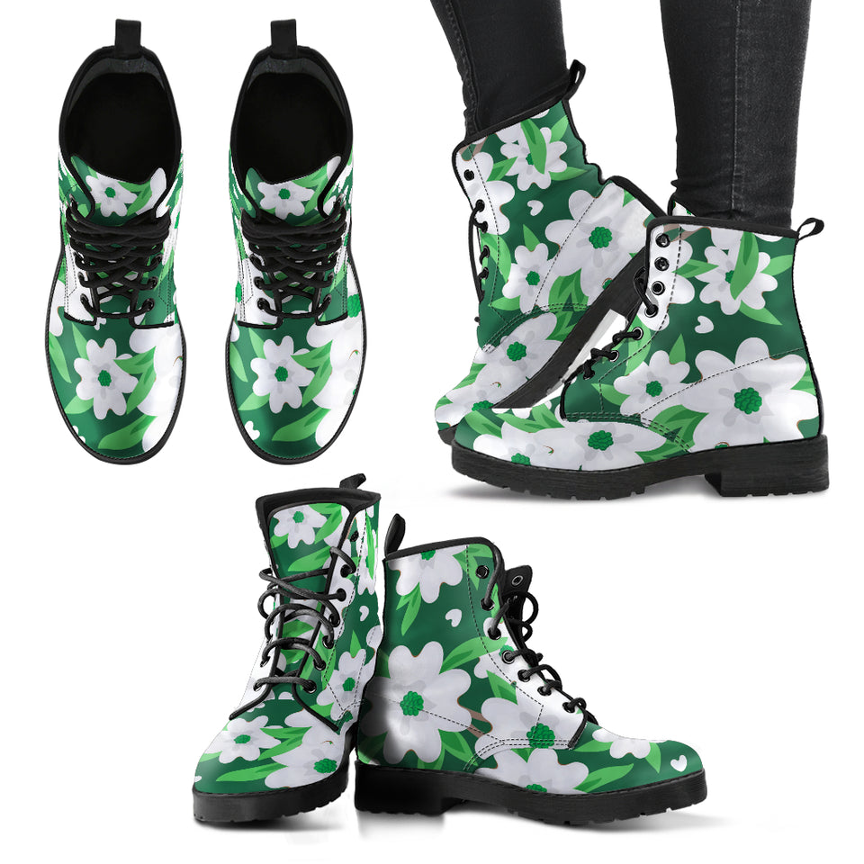 Green Floral Boots