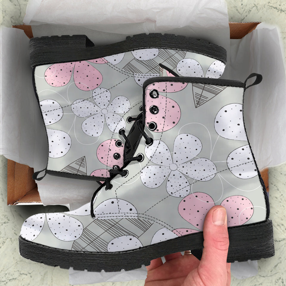 Gray Floral Boots