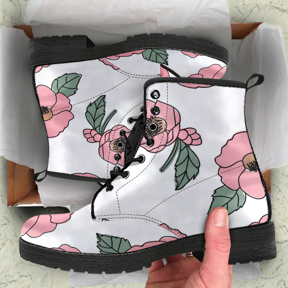Pink Leaves Boots