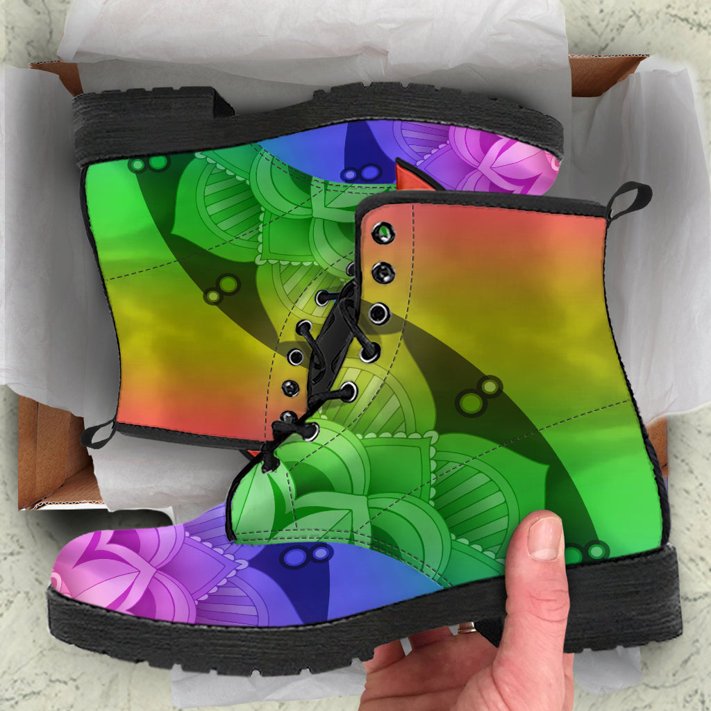 Rainbow Lotus Mandala Boots