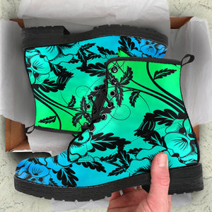 Blue Psychedelic Floral Boots