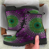 Purple Green Mandala Leather Boots
