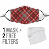 Red Gray Plaid Face Mask