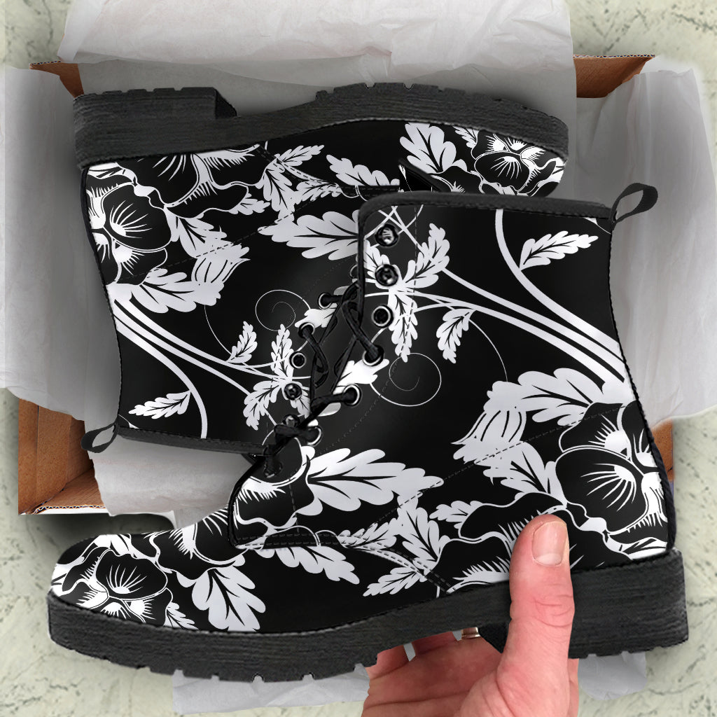 Black Floral Boots
