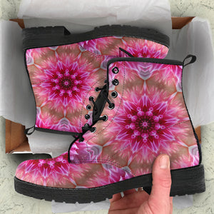 Pink Mandala Leather Boots