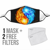 Yin Yang Water Fire Face Mask