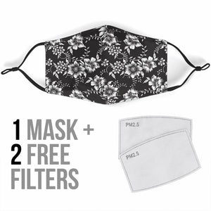 Black and White Floral Face Mask