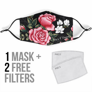 Black Pink Floral Face Mask