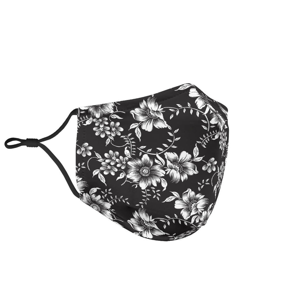 Black and White Floral Face Mask