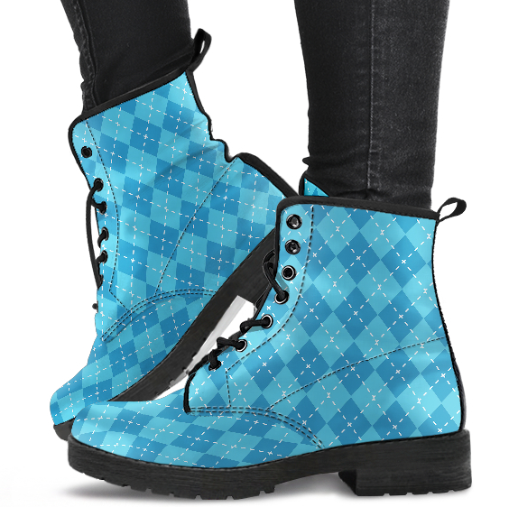 Blue Plaid Boots